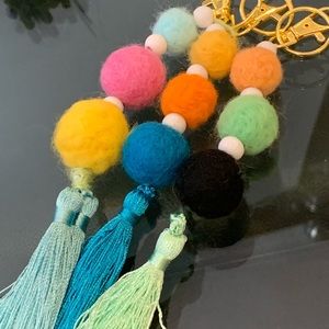 Handmade felted tassel keychain